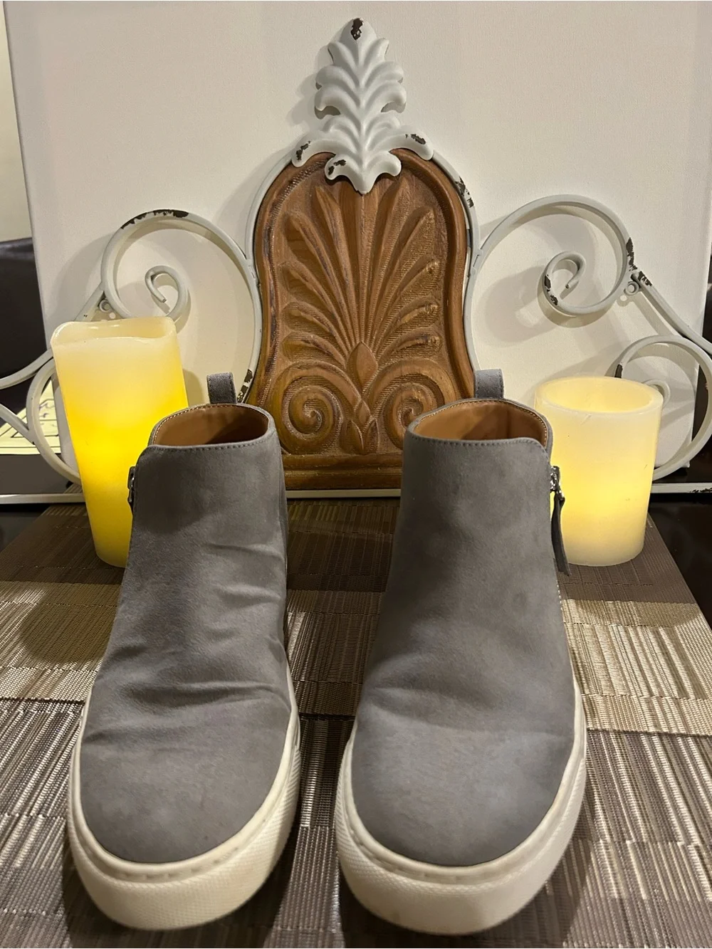 Men's Casual Gray Suede Zip-Detail Sneaker Boot